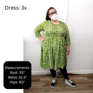 Adult's Bee - Grape Long Sleeve Dress With Gathered Skirt-Duns Sweden-Modern Rascals