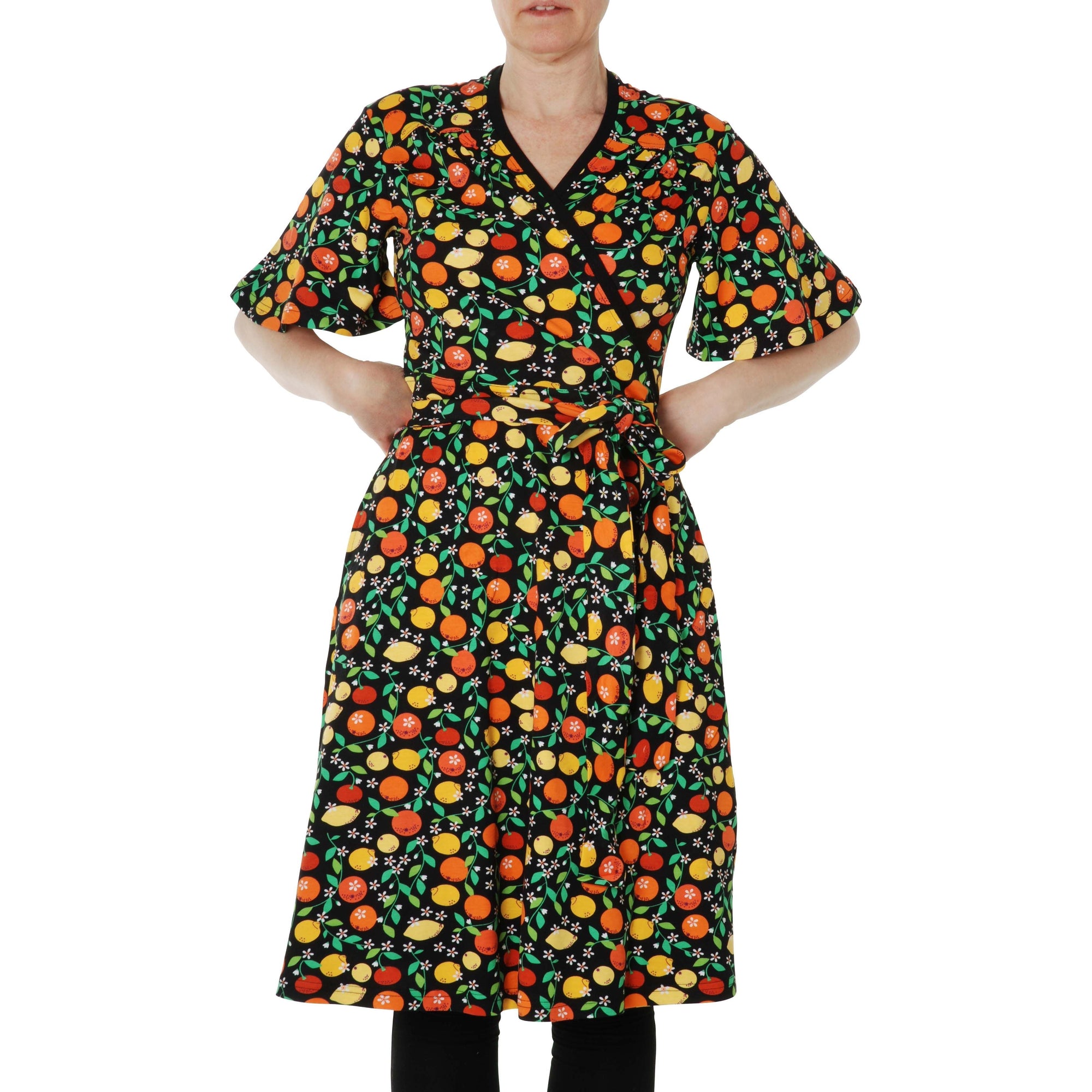 Adult's Citrus - Black Short Sleeve Wrap Dress - 2 Left Size XS & S-Duns Sweden-Modern Rascals