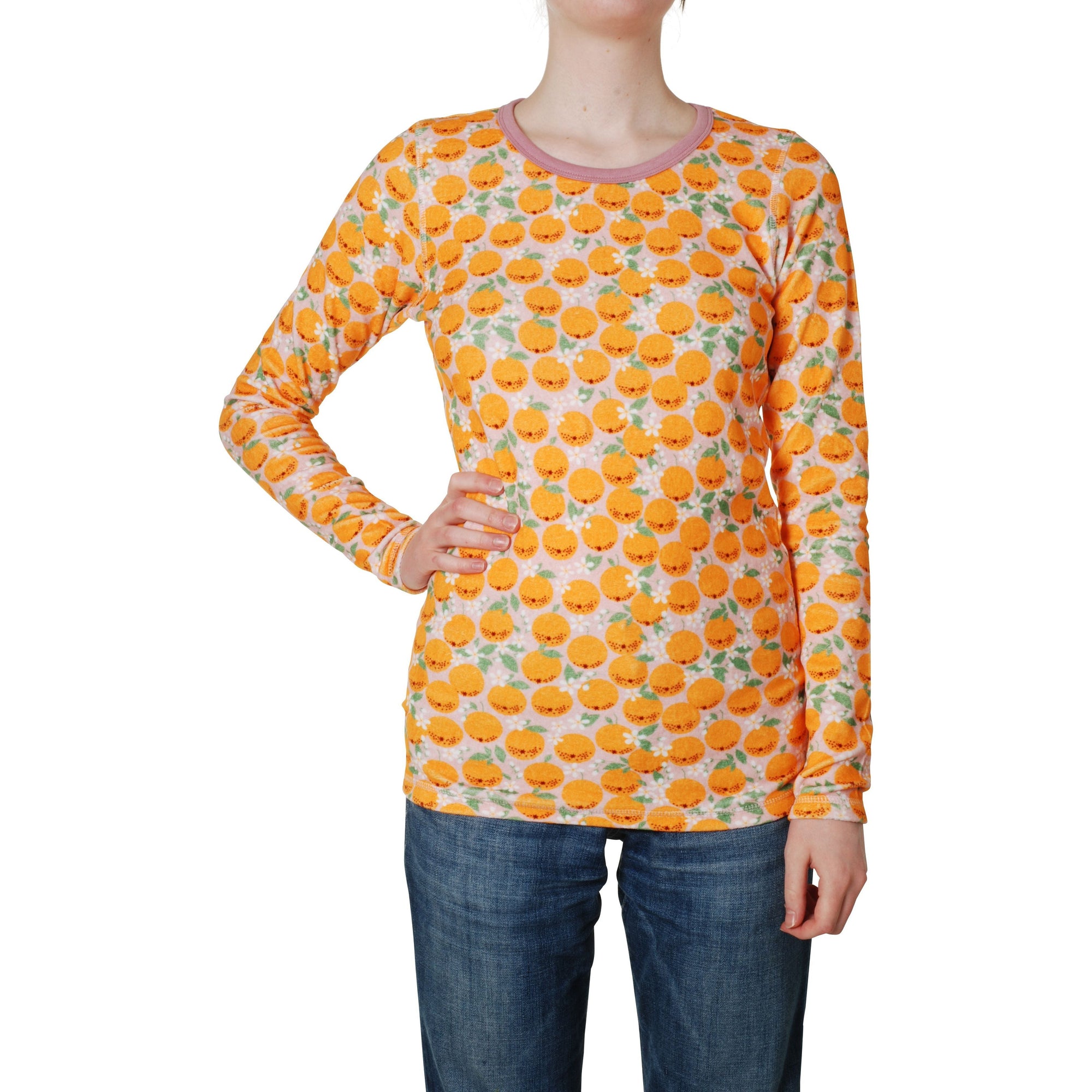 Adult's Oranges - Pink Velour Long Sleeve Shirt-Duns Sweden-Modern Rascals