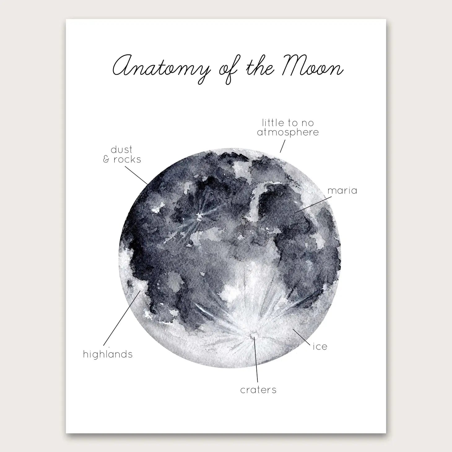 Anatomy of the Moon - 5"x7" Art Print-Stephanie Hathaway Designs-Modern Rascals
