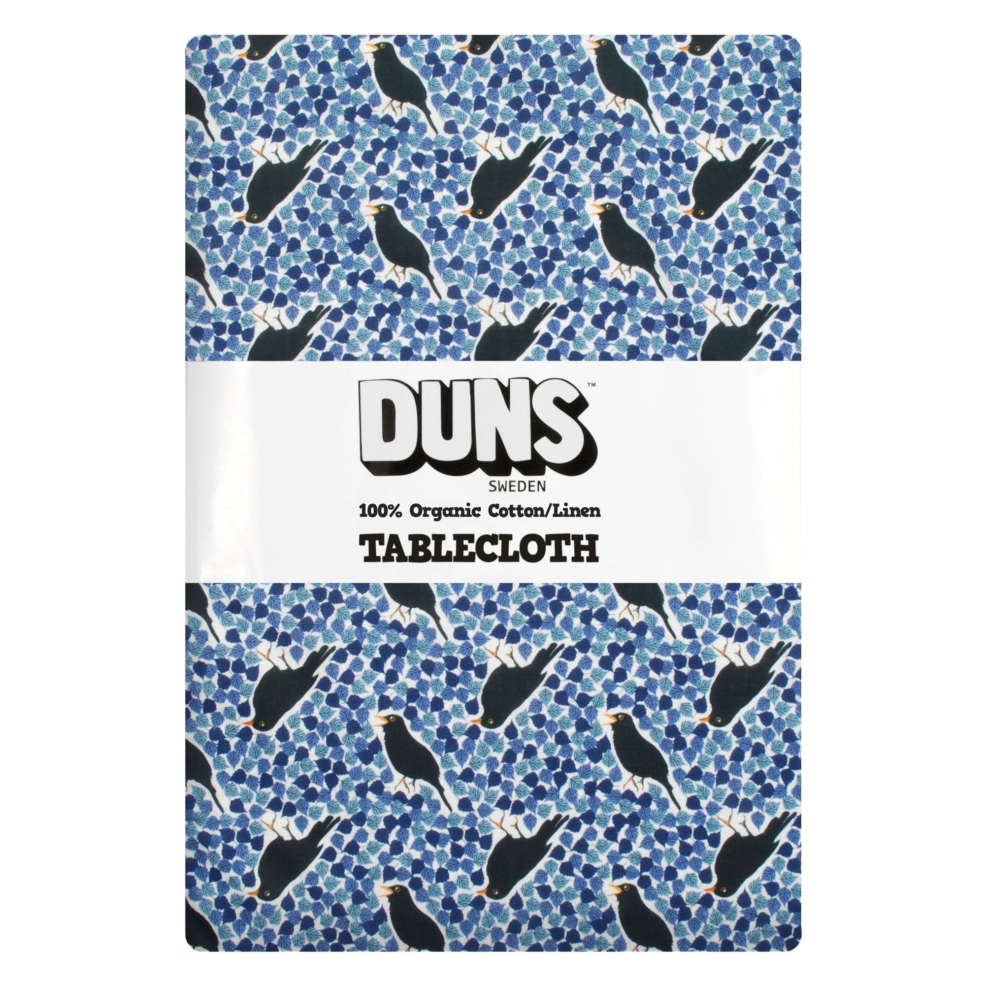Black Bird Blue Tablecloth (cotton/linen blend)-Duns Sweden-Modern Rascals