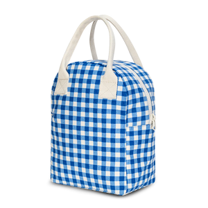 Gingham Blue Zippered Lunch Bag-Fluf-Modern Rascals