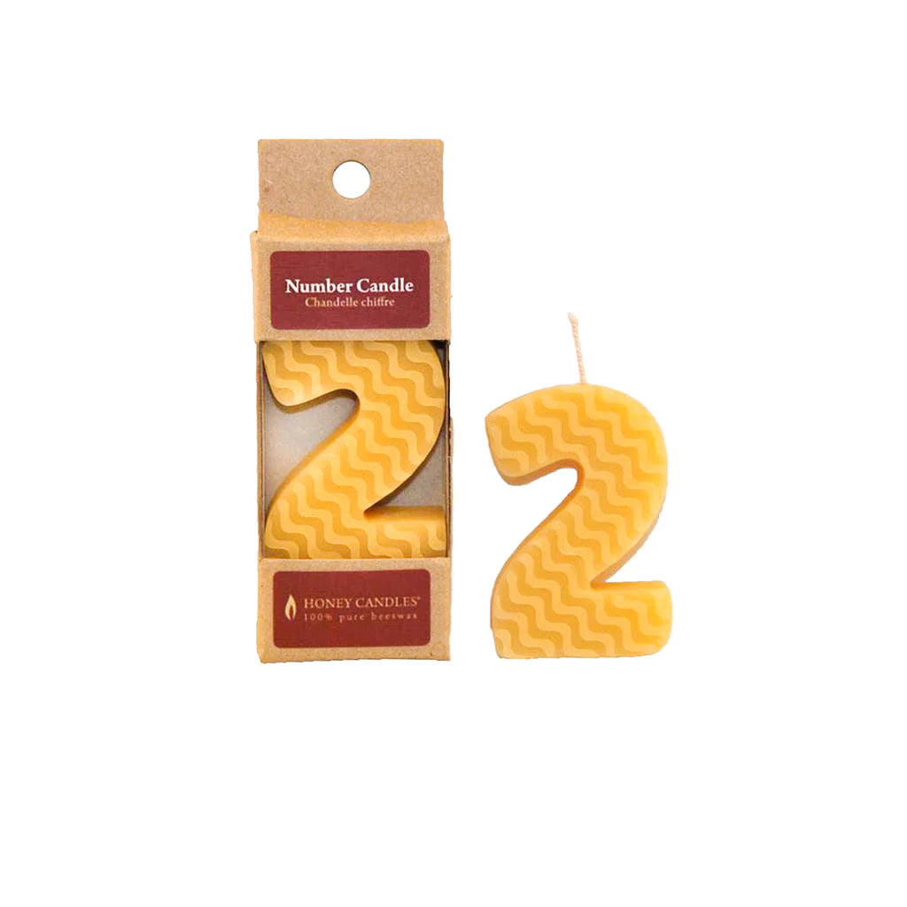 Honey Candles - Natural Birthday Candle - Number 2-Honey Candles-Modern Rascals