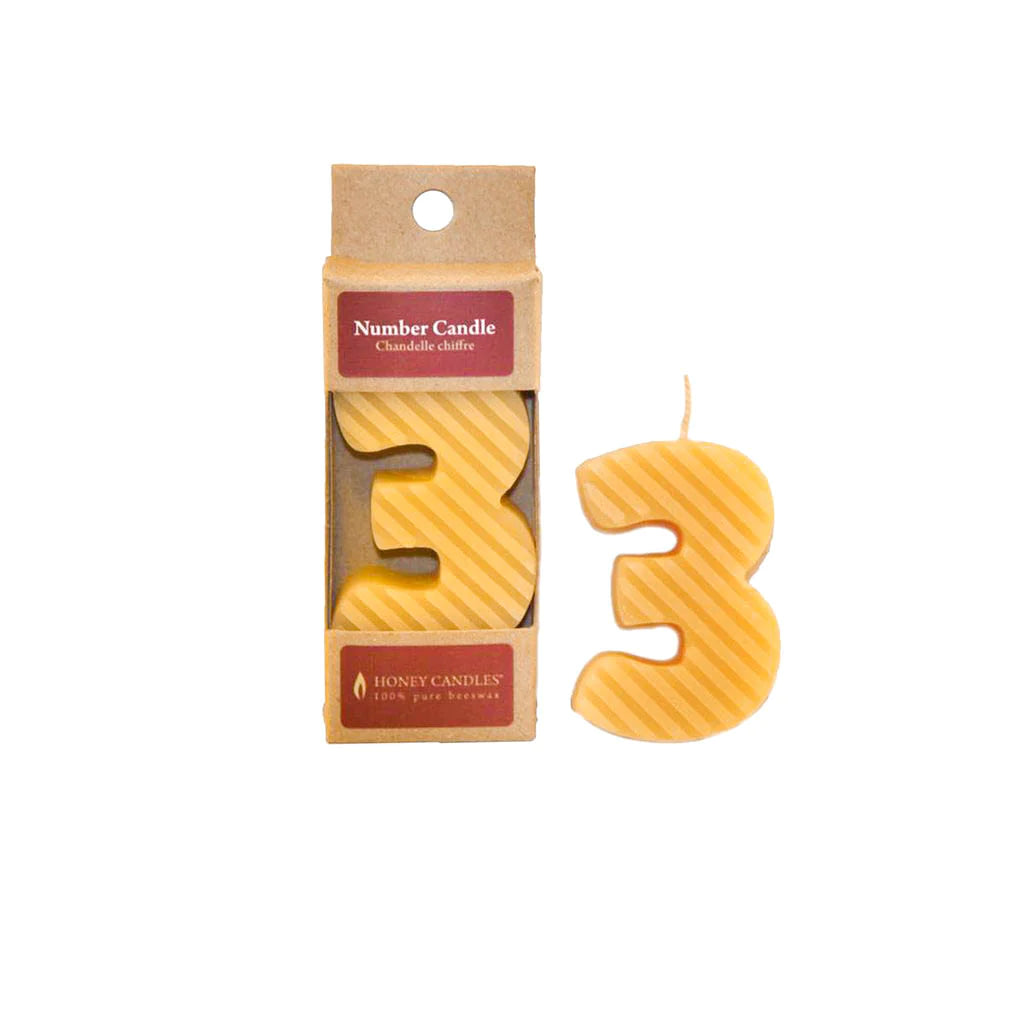Honey Candles - Natural Birthday Candle - Number 3-Honey Candles-Modern Rascals