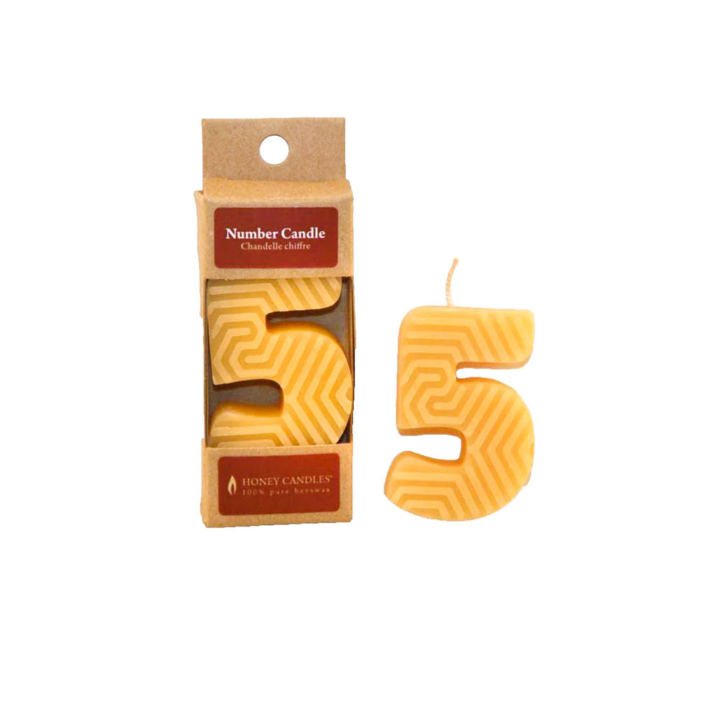 Honey Candles - Natural Birthday Candle - Number 5-Honey Candles-Modern Rascals