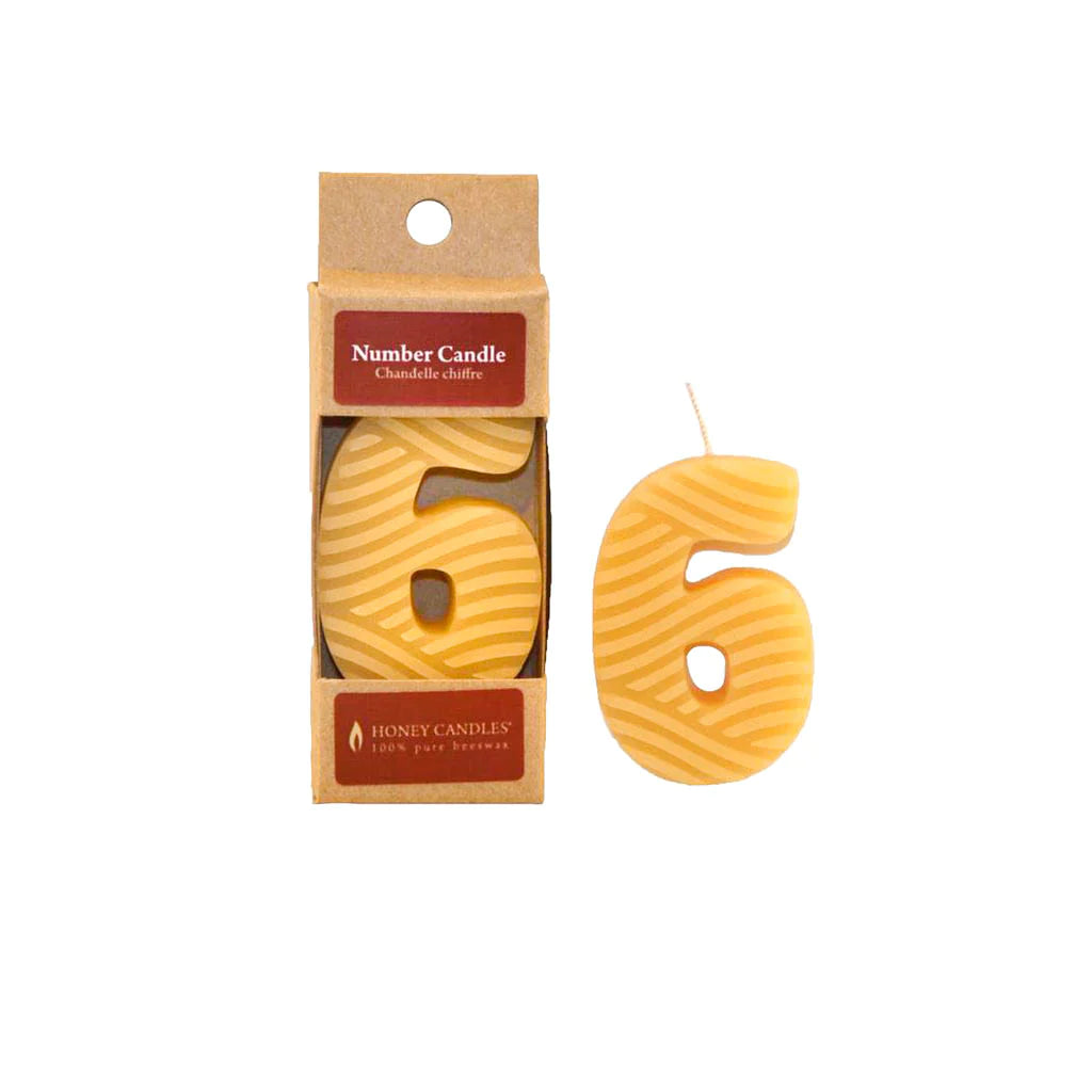 Honey Candles - Natural Birthday Candle - Number 6-Honey Candles-Modern Rascals