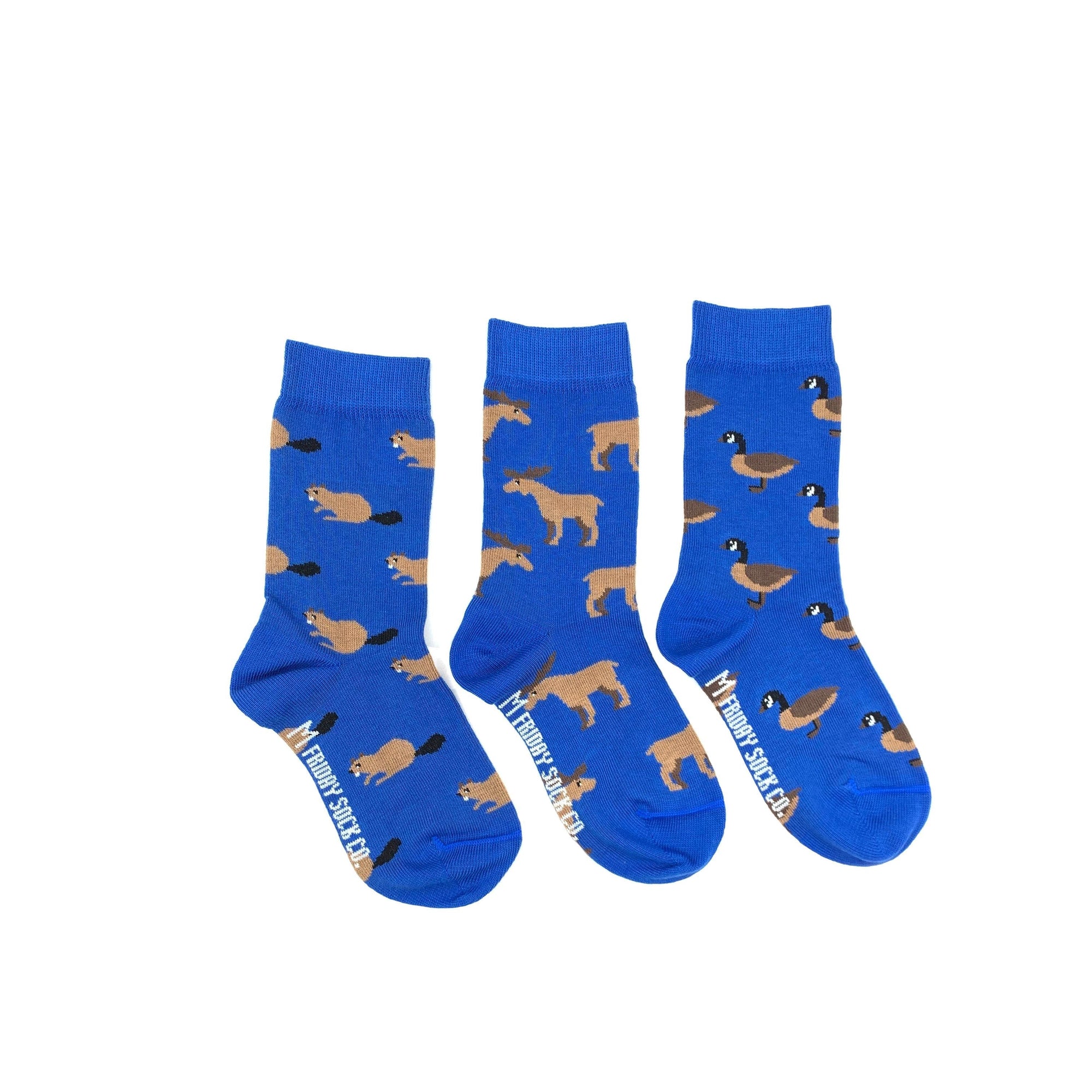 Kid's Beaver, Moose & Goose Mismatched Socks-Friday Sock Co.-Modern Rascals
