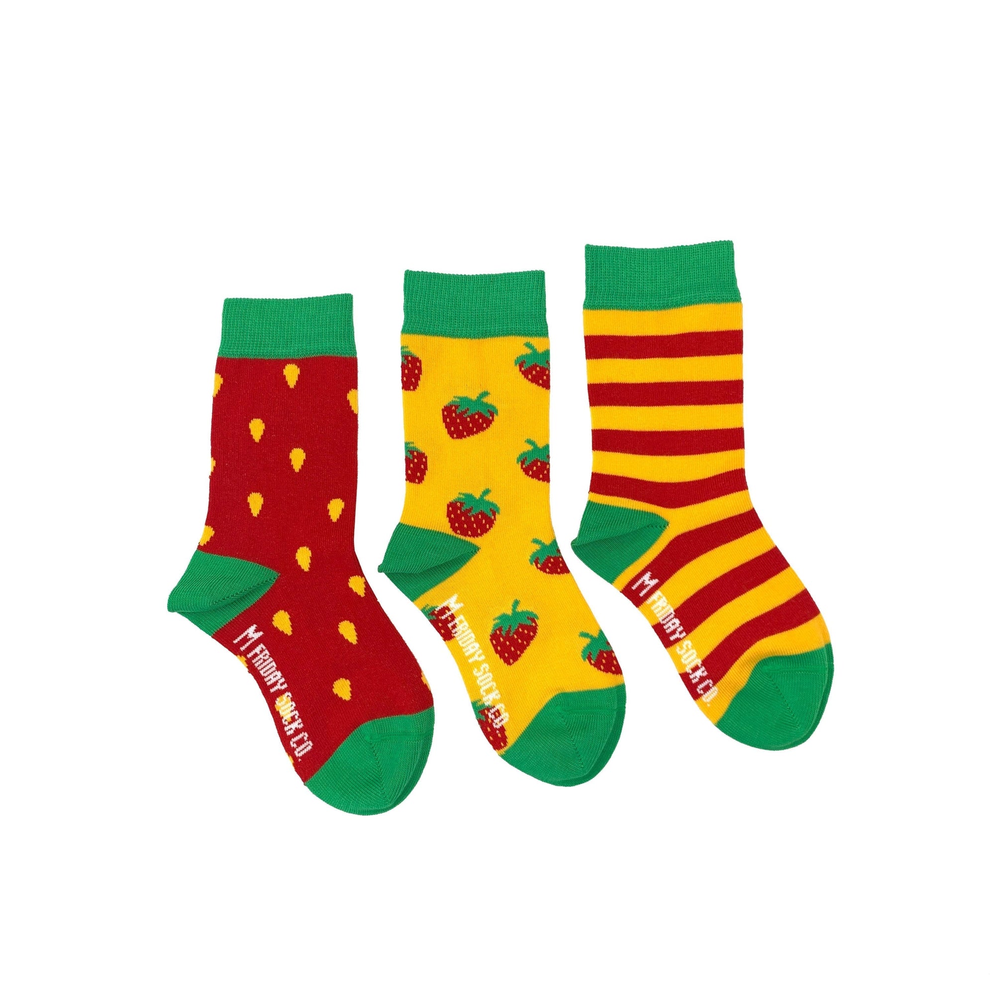 Kid's Inside Out Strawberry & Stripe Mismatched Socks-Friday Sock Co.-Modern Rascals