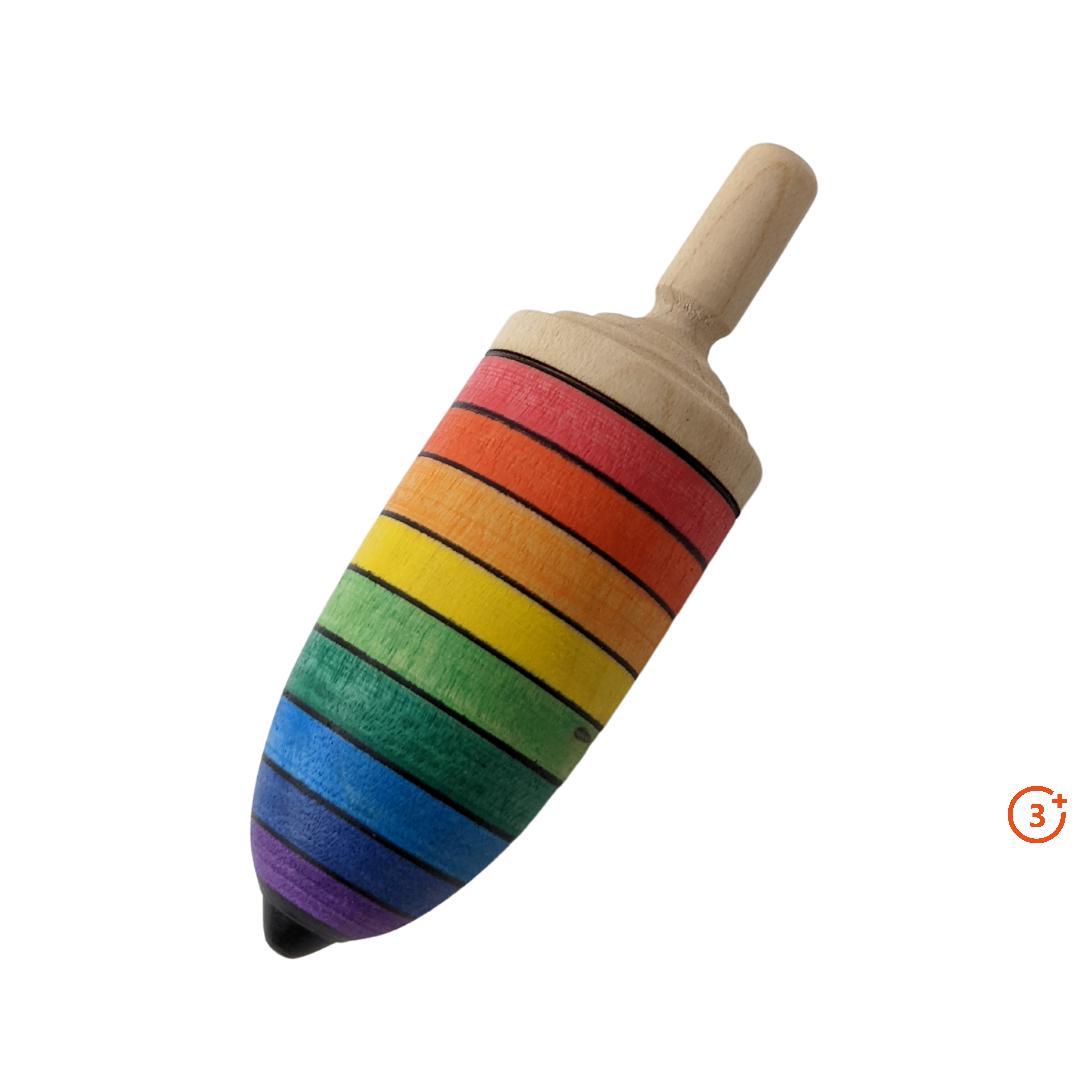 Mader Thunderbolt Stripe Wooden Top - Rainbow-Mader-Modern Rascals