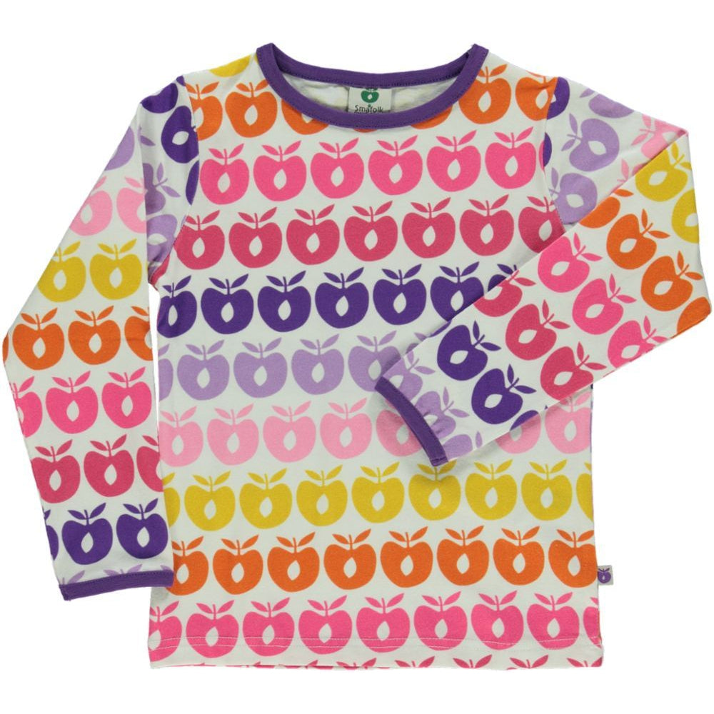 Mini Retro Apples Long Sleeve Shirt - Sea Pink-Smafolk-Modern Rascals