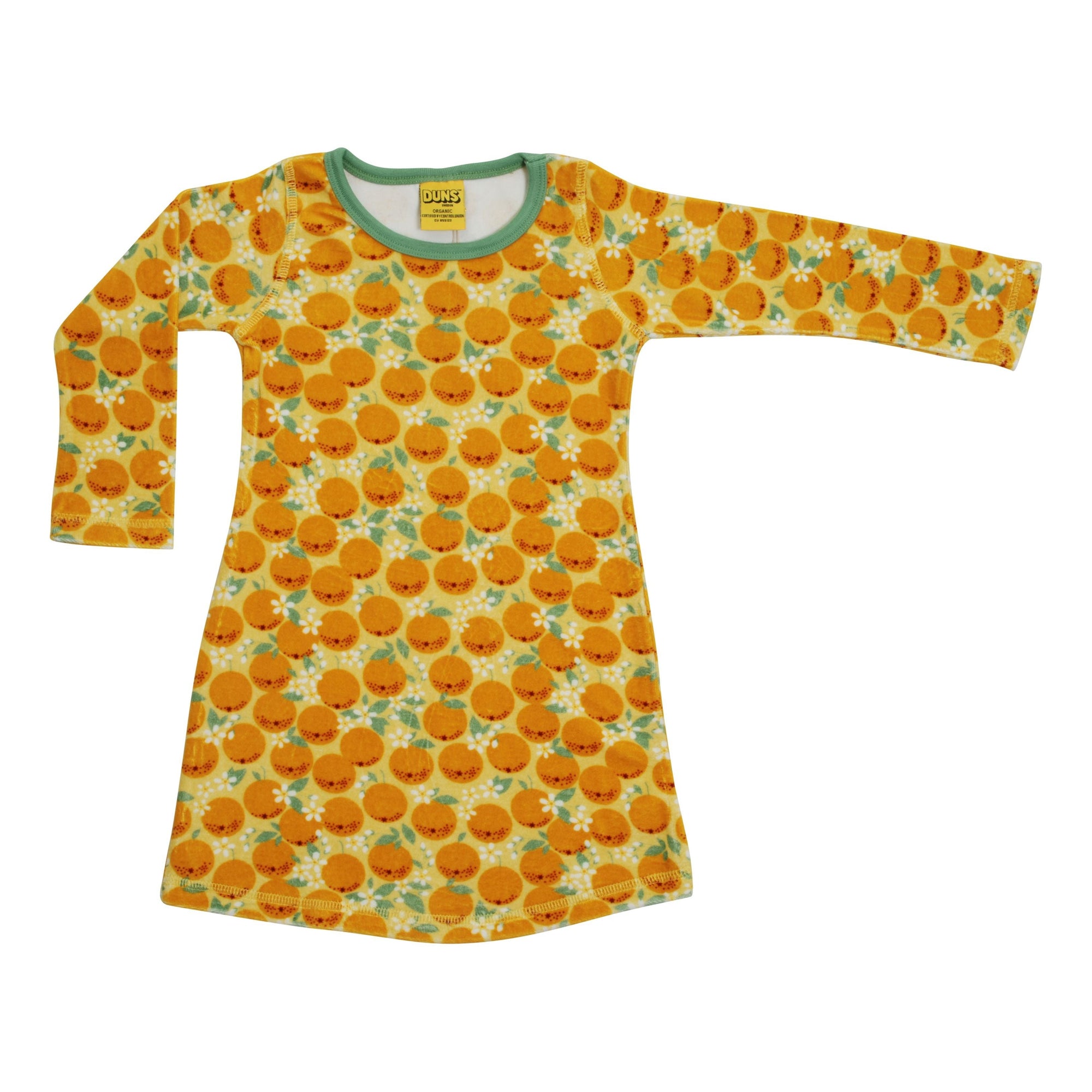 Oranges Velour Long Sleeve Dress - Yellow-Duns Sweden-Modern Rascals