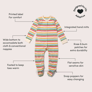 Rainbow Striped Adaptive Suit With Poppers-Little Green Radicals-Modern Rascals