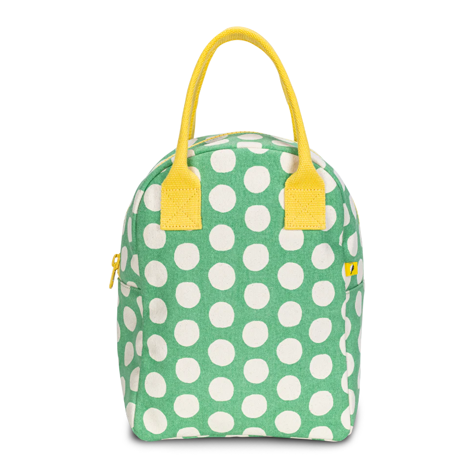Spring Green Dots Zippered Lunch Bag-Fluf-Modern Rascals