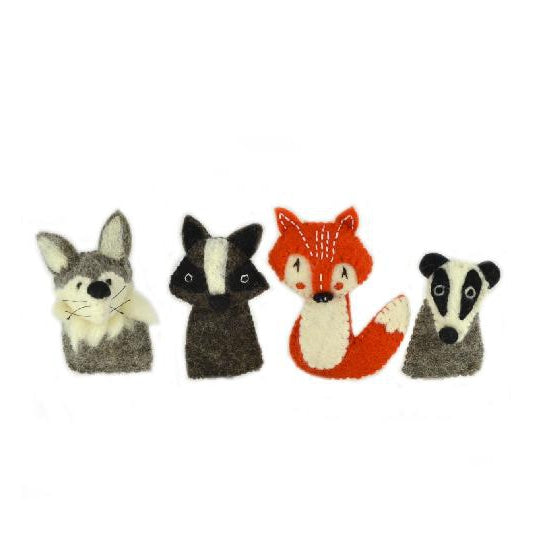 Woodland Animals Finger Puppet Set - 4 Wool Puppets-Papoose-Modern Rascals